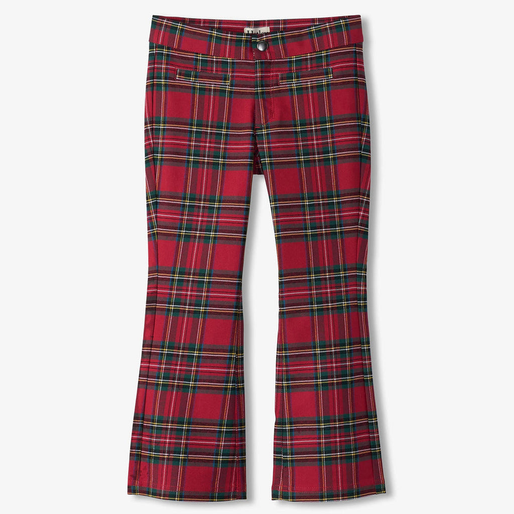 Girls Red Plaid Flared Pants