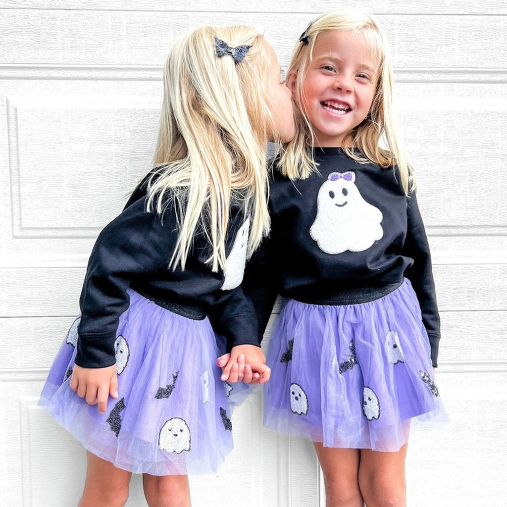 Girly Ghost Patch Halloween Sweatshirt