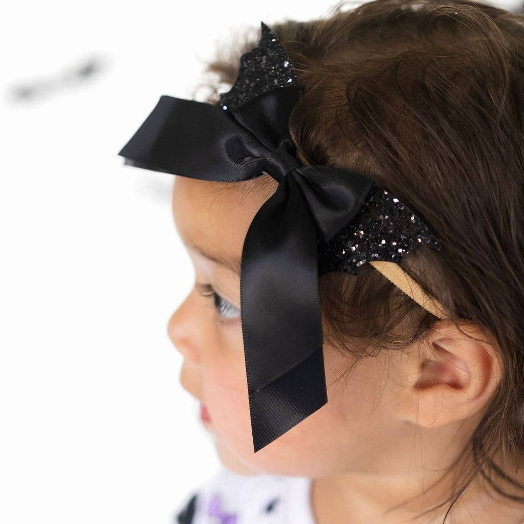 Glitter Bat Halloween Coquette Bow Baby Headband