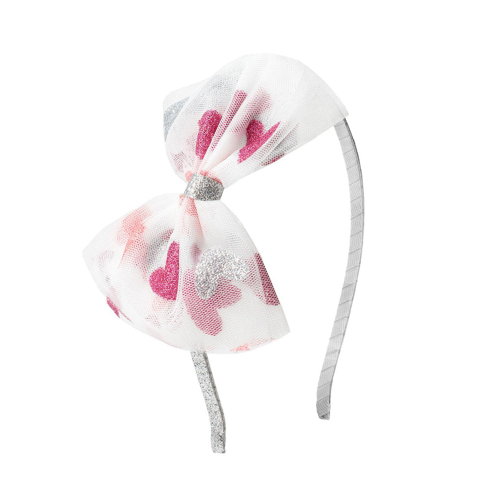 Glitter Heart Valentine's Day Tulle Bow Headband-HEADBANDS-Sweet Wink-Joannas Cuties