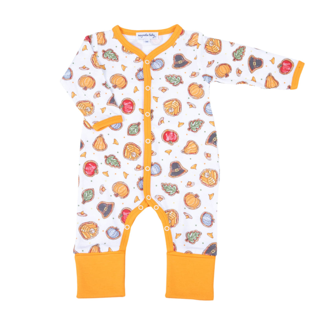 Gobble, Gobble Cookies Orange Printed Playsuit-OVERALLS & ROMPERS-Magnolia Baby-Joannas Cuties