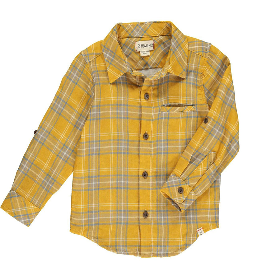 Gold/Grey Plaid Atwood Woven Shirt-TOPS-Me + Henry-Joannas Cuties