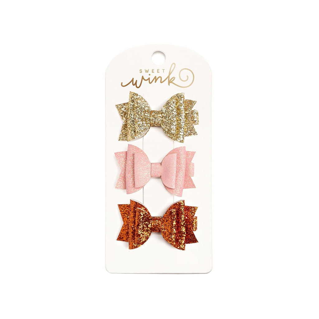 Golden Blush Bow Clip Set