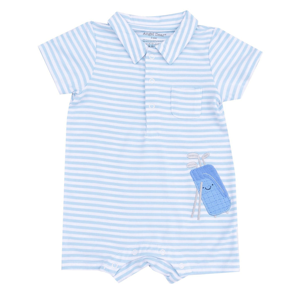 Golf Blue Stripe Applique Polo Shortie W/ Applique