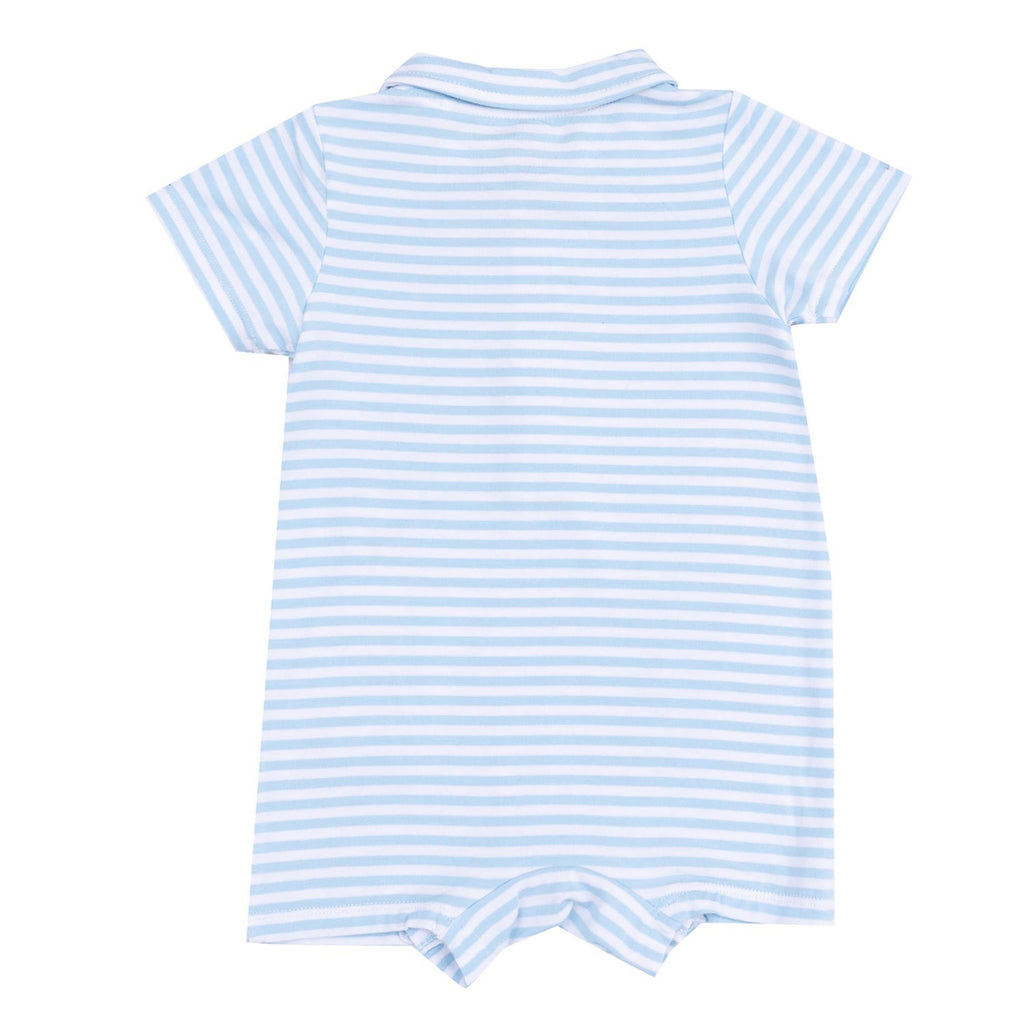 Golf Blue Stripe Applique Polo Shortie W/ Applique