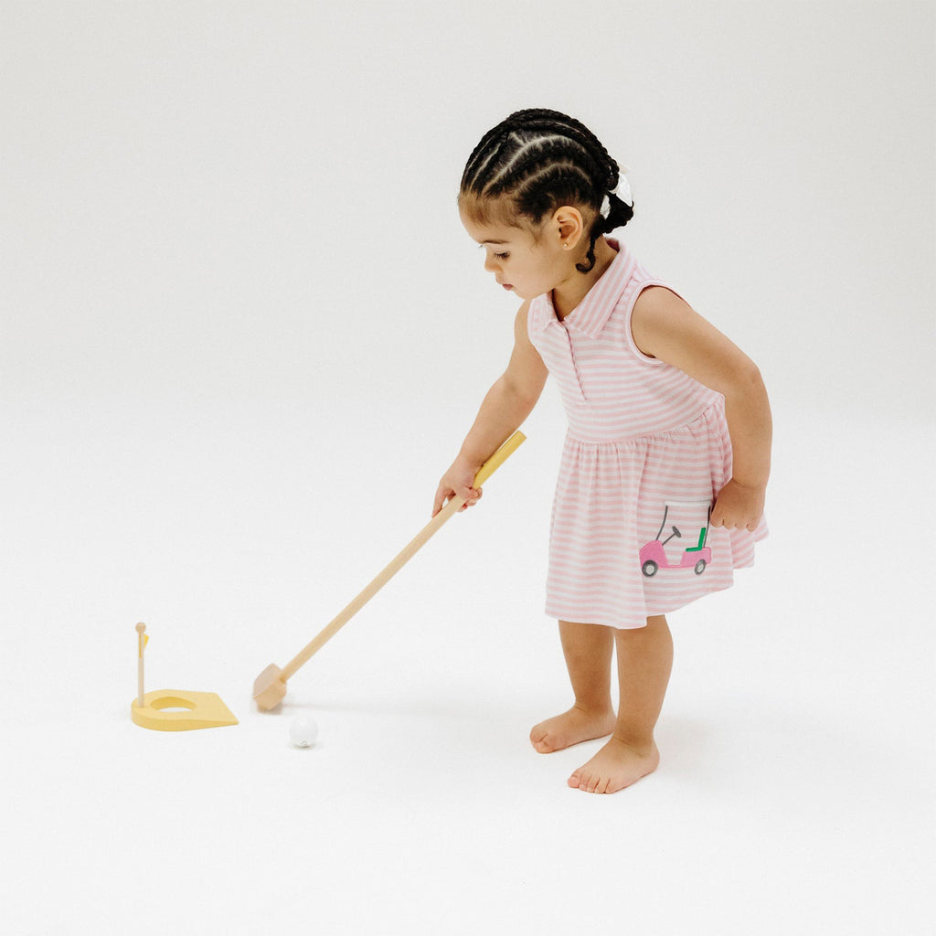 Golf Pink Mini Applique Polo Collar Bodysuit Dress