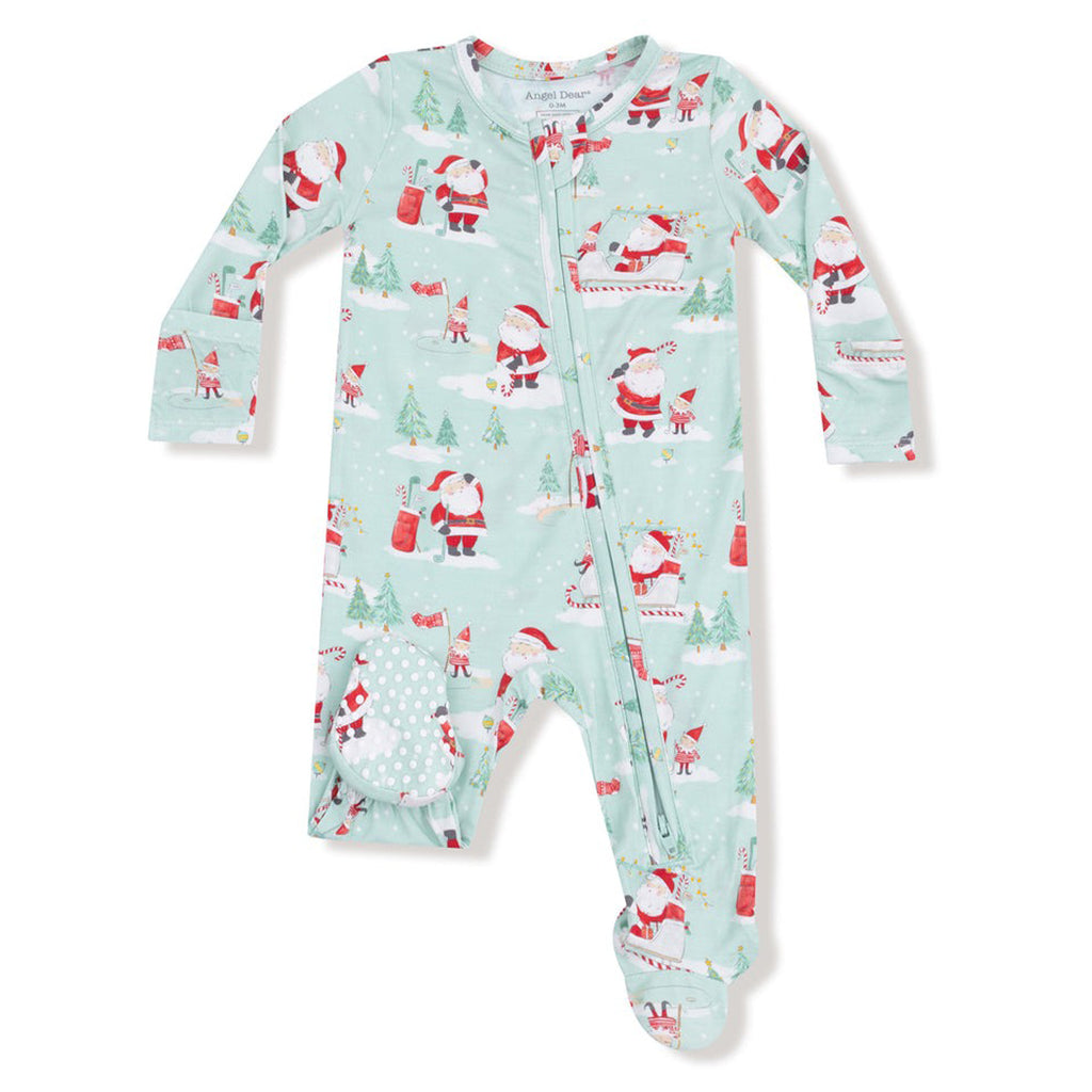 Golfing Santa and Elves - 2 Way Zipper Footie