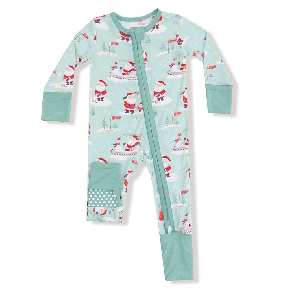Children's pajama set with Santa Claus pattern on a white background