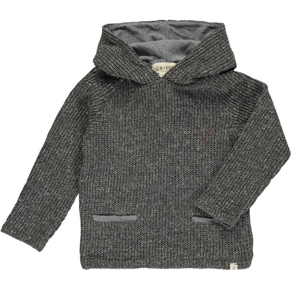 Grey Knit Hooded Top