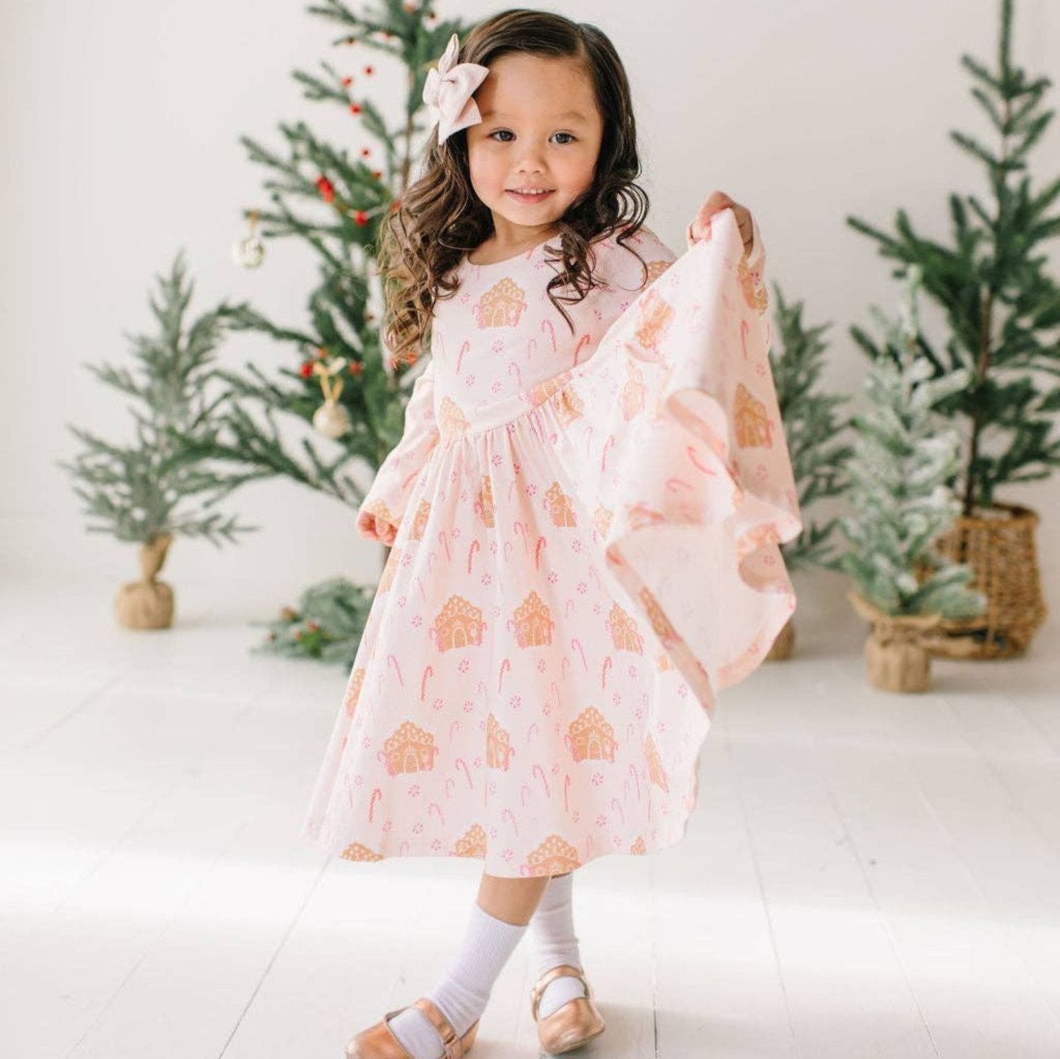 pink gingerbread dress Pink Gingerbread Christmas Dress for Girls (1-8 Years) | Festive Tutu Party Gown Holiday Outfit