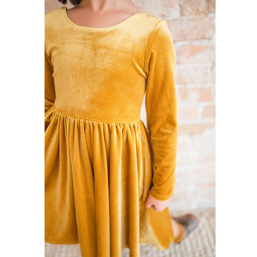 Gwendolyn Dress in Golden Velvet Gwendolyn Dress in Golden Velvet