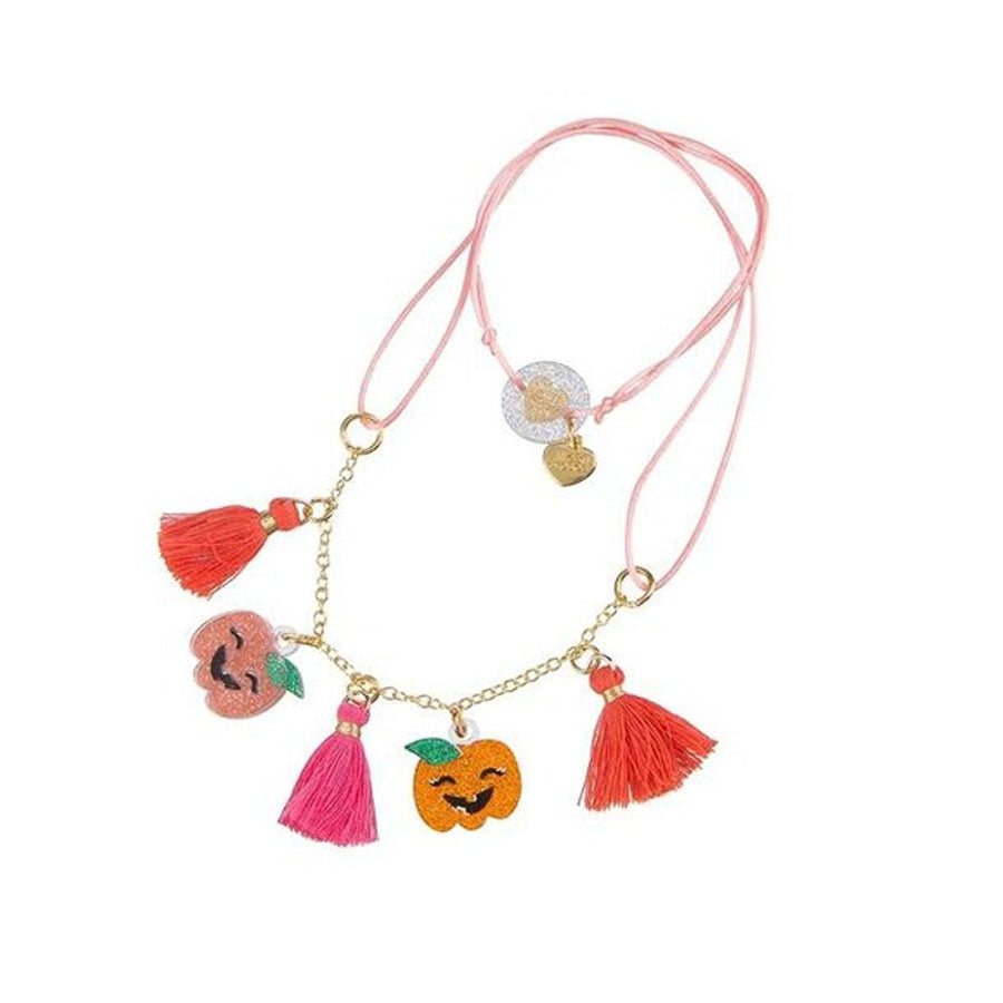 Halloween Multi Glitter Pumpkin Necklace-JEWELRY-Lilies & Roses-Joannas Cuties