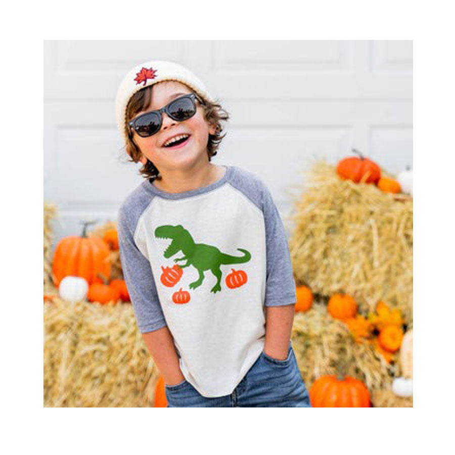 Pumpkin Dino 3/4 Shirt-TOPS-Sweet Wink-Joannas Cuties