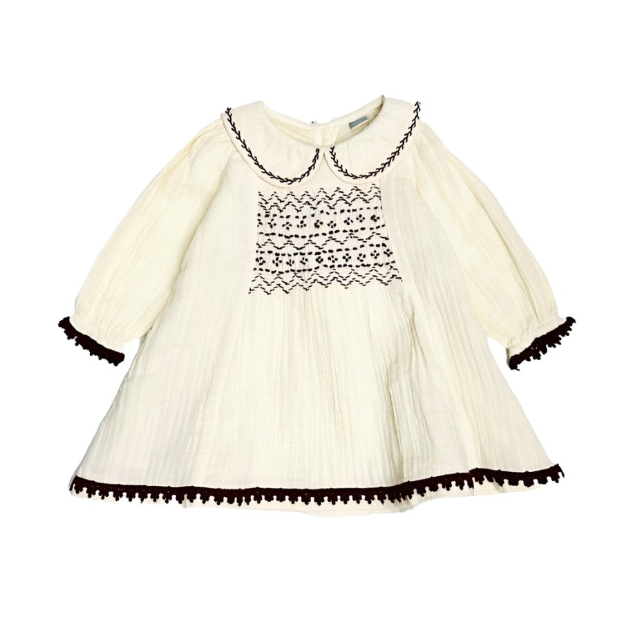 Hand Smocked Crinkled Muslin Baby Dress-DRESSES & SKIRTS-Viverano Organics-Joannas Cuties