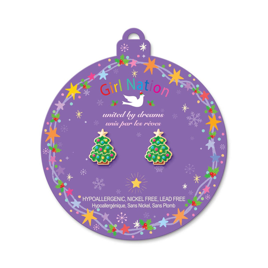 Happy Christmas Tree Stud Earrings