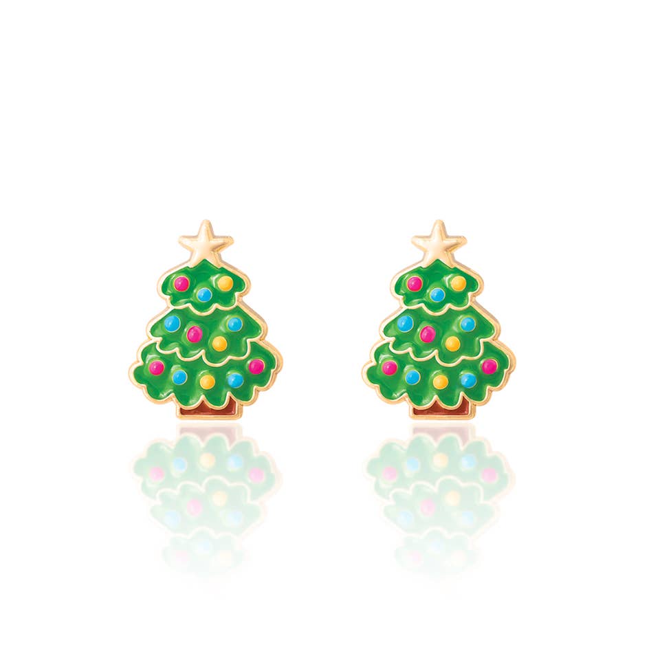 Happy Christmas Tree Stud Earrings