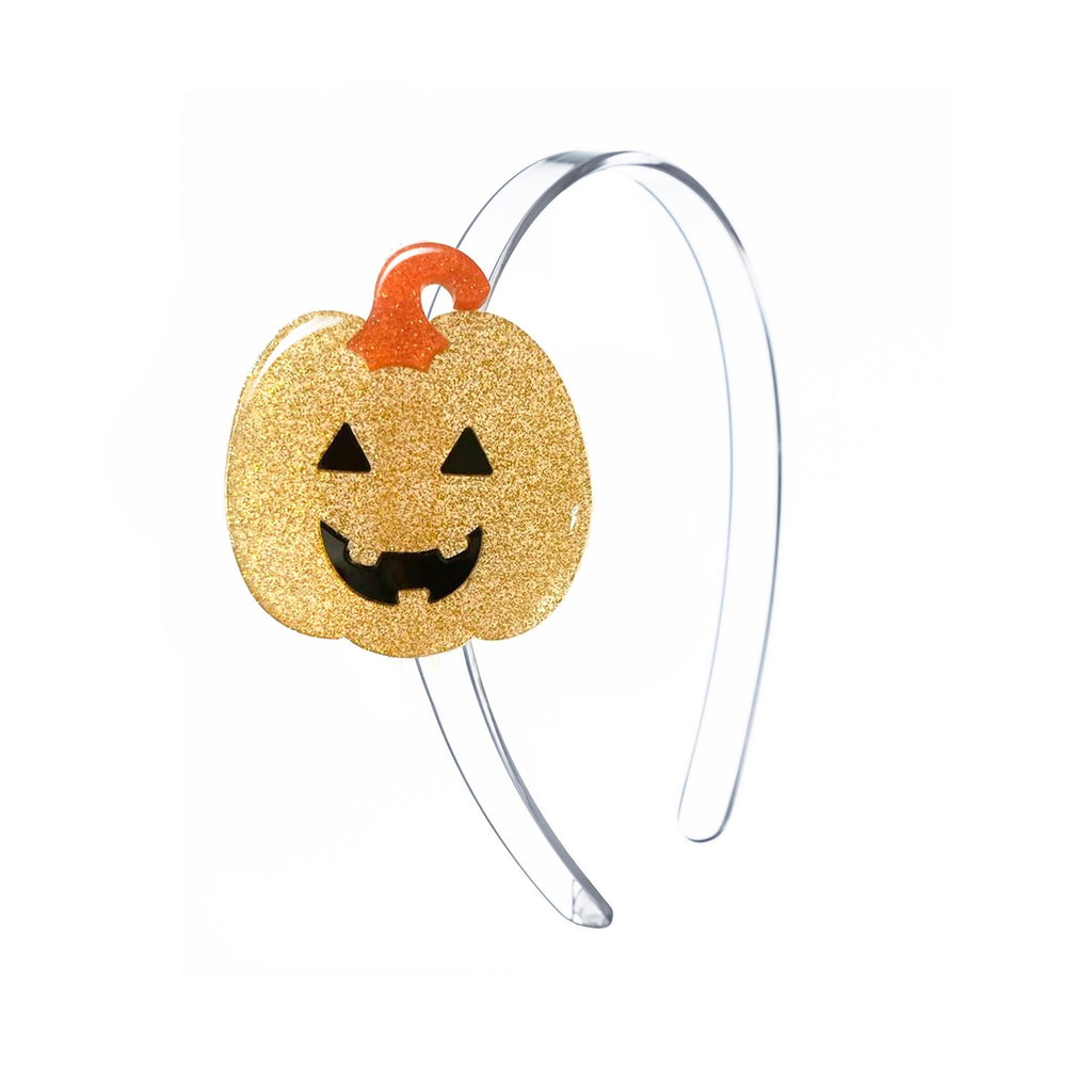 Happy Pumpkin Glitter Gold Headband