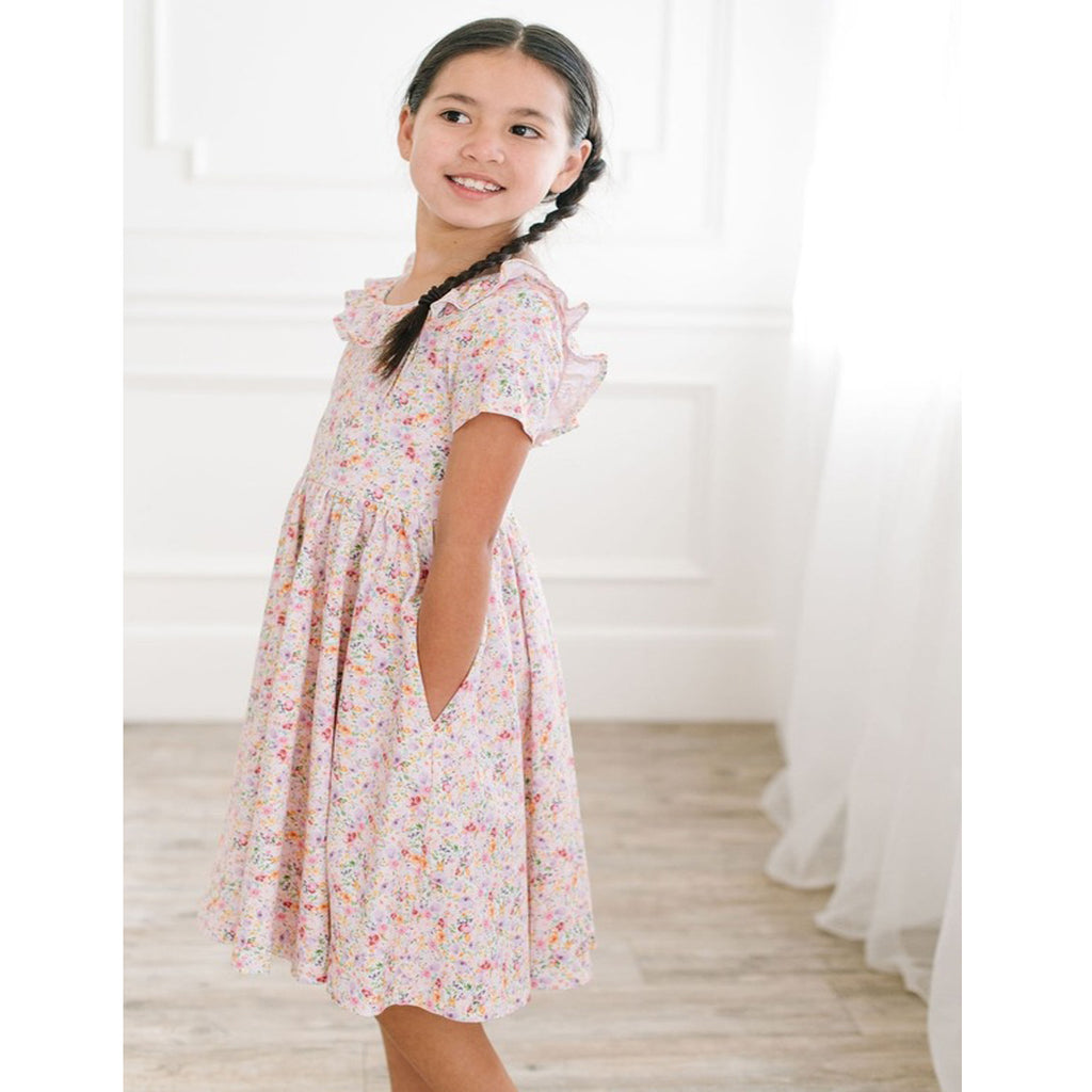 Harlow Dress in Watercolor Bloom - Pocket Twirl Dress-DRESSES & SKIRTS-Ollie Jay-Joannas Cuties