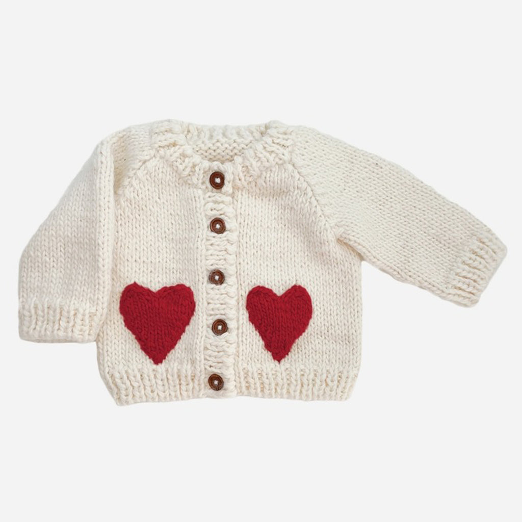 Heart Cardigan, Red - Baby & Kid Apparel Sweater Valentine's-CARDIGANS & SWEATERS-The Blueberry Hill-Joannas Cuties