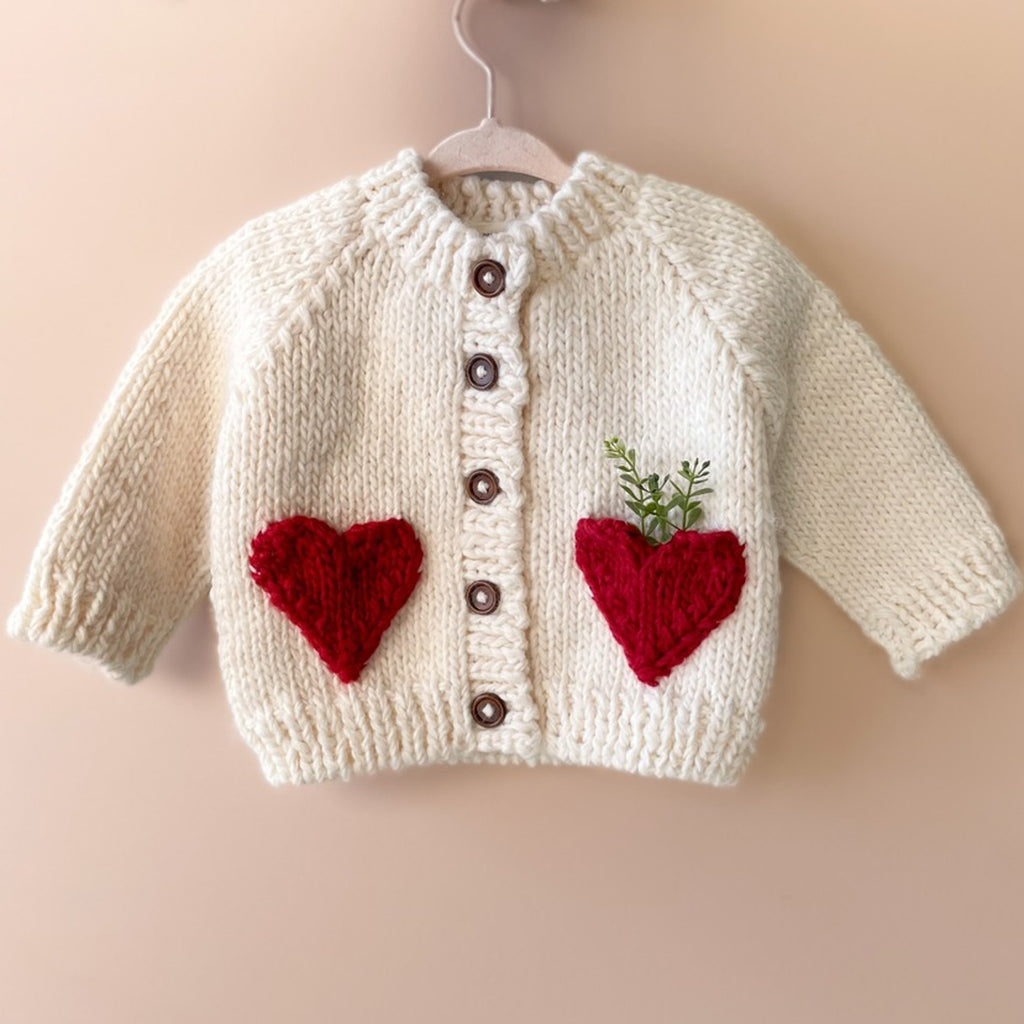 Heart Cardigan, Red - Baby & Kid Apparel Sweater Valentine's-CARDIGANS & SWEATERS-The Blueberry Hill-Joannas Cuties