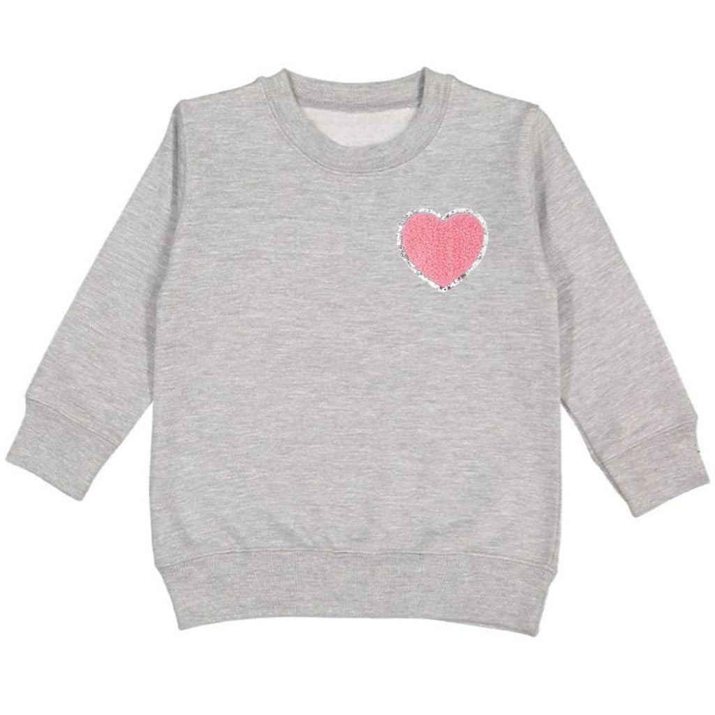 Heart Patch Sweatshirt - Gray-SWEATSHIRTS & HOODIES-Sweet Wink-Joannas Cuties
