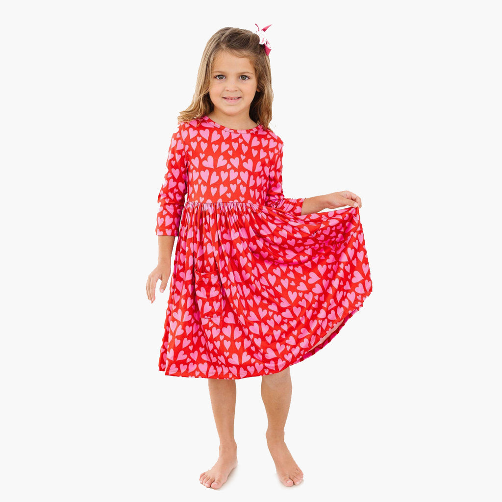 Hearts & Hugs Pocket Twirl Dress-DRESSES & SKIRTS-Mila & Rose-Joannas Cuties