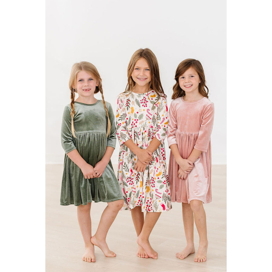 Holly Jolly Christmas 3/4 Sleeve Pocket Twirl Dress 6-12M