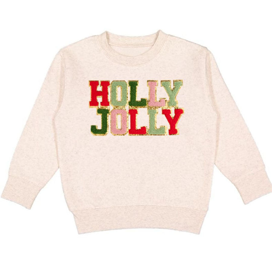Holly Jolly Patch Christmas Sweatshirt - Neutral-SWEATSHIRTS & HOODIES-Sweet Wink-Joannas Cuties