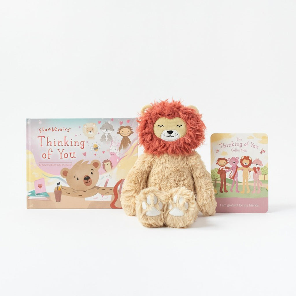Honey Lion Kin + Hardcover Book-SOFT TOYS-Slumberkins-Joannas Cuties
