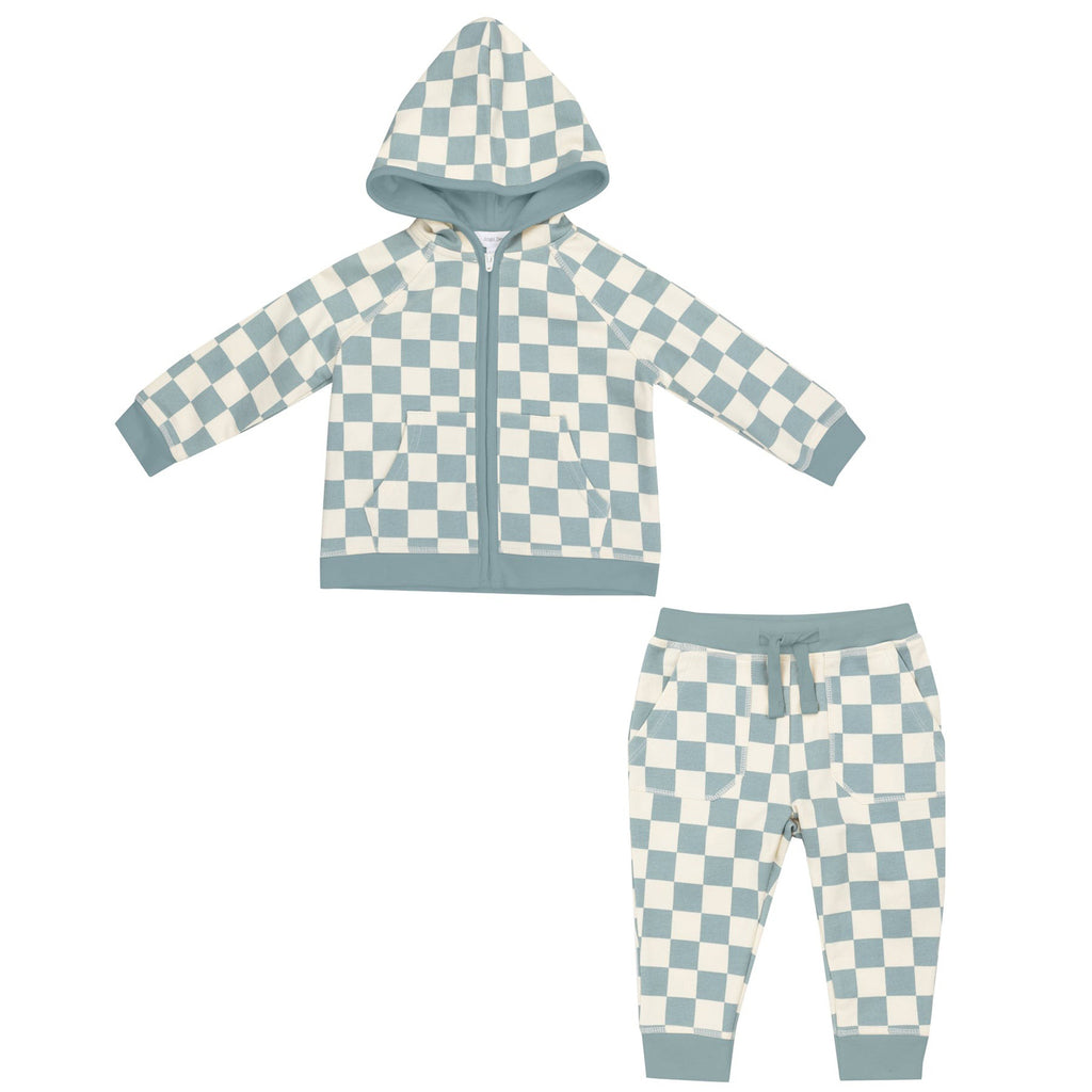 Hoodie And Jogger- Checkerboard Gray Mist