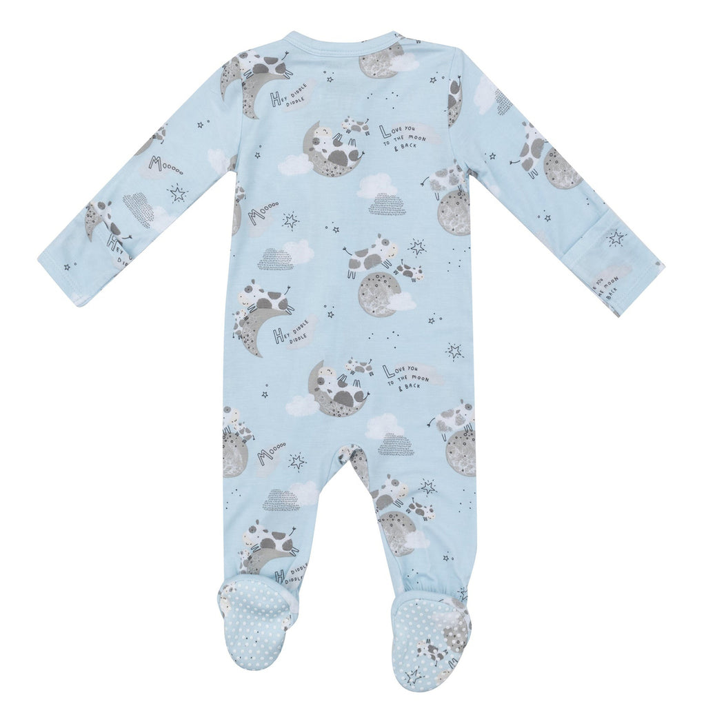 I Love You To The Moon Cows - 2 Way Zipper Footie