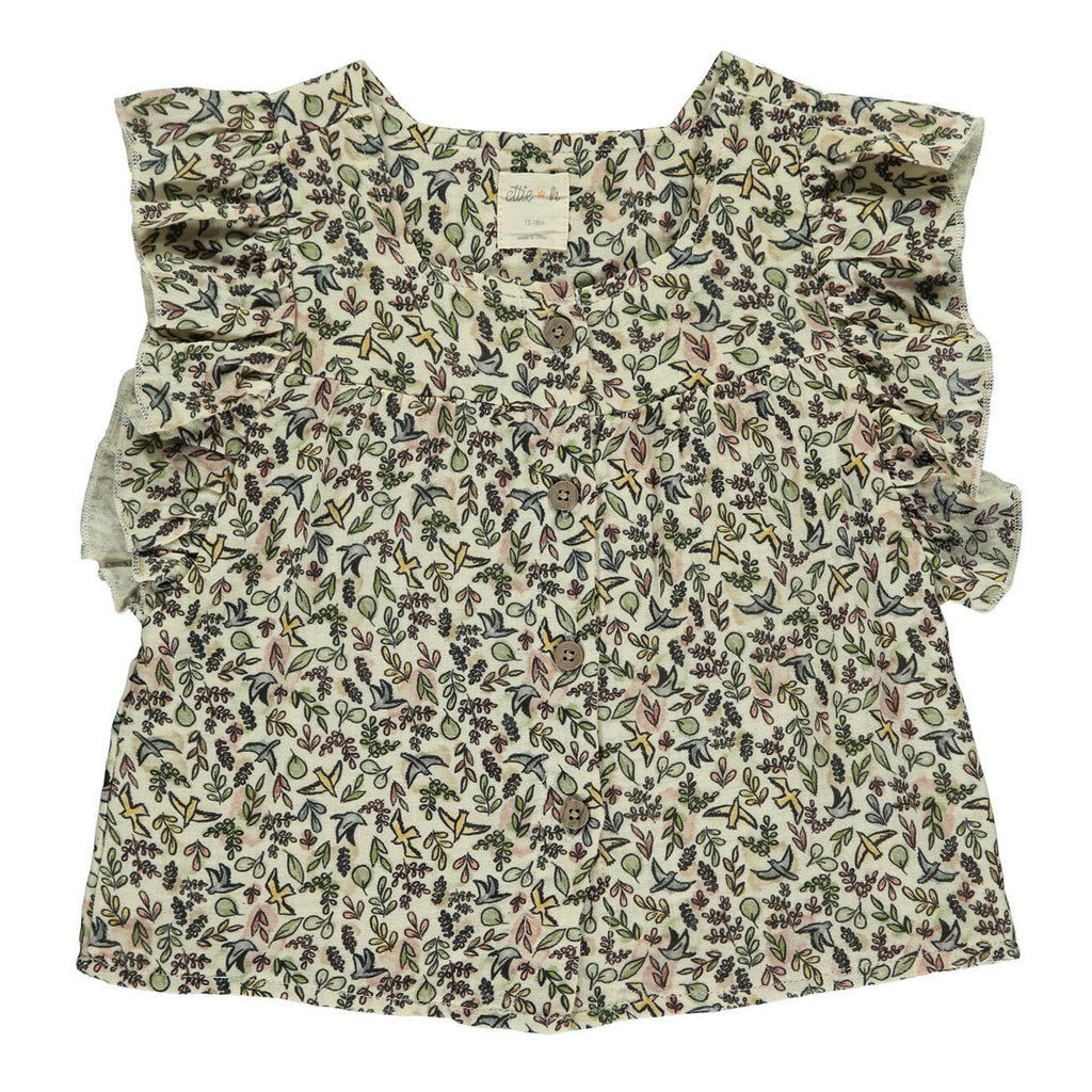 Isabella Blouse in Sand Birds