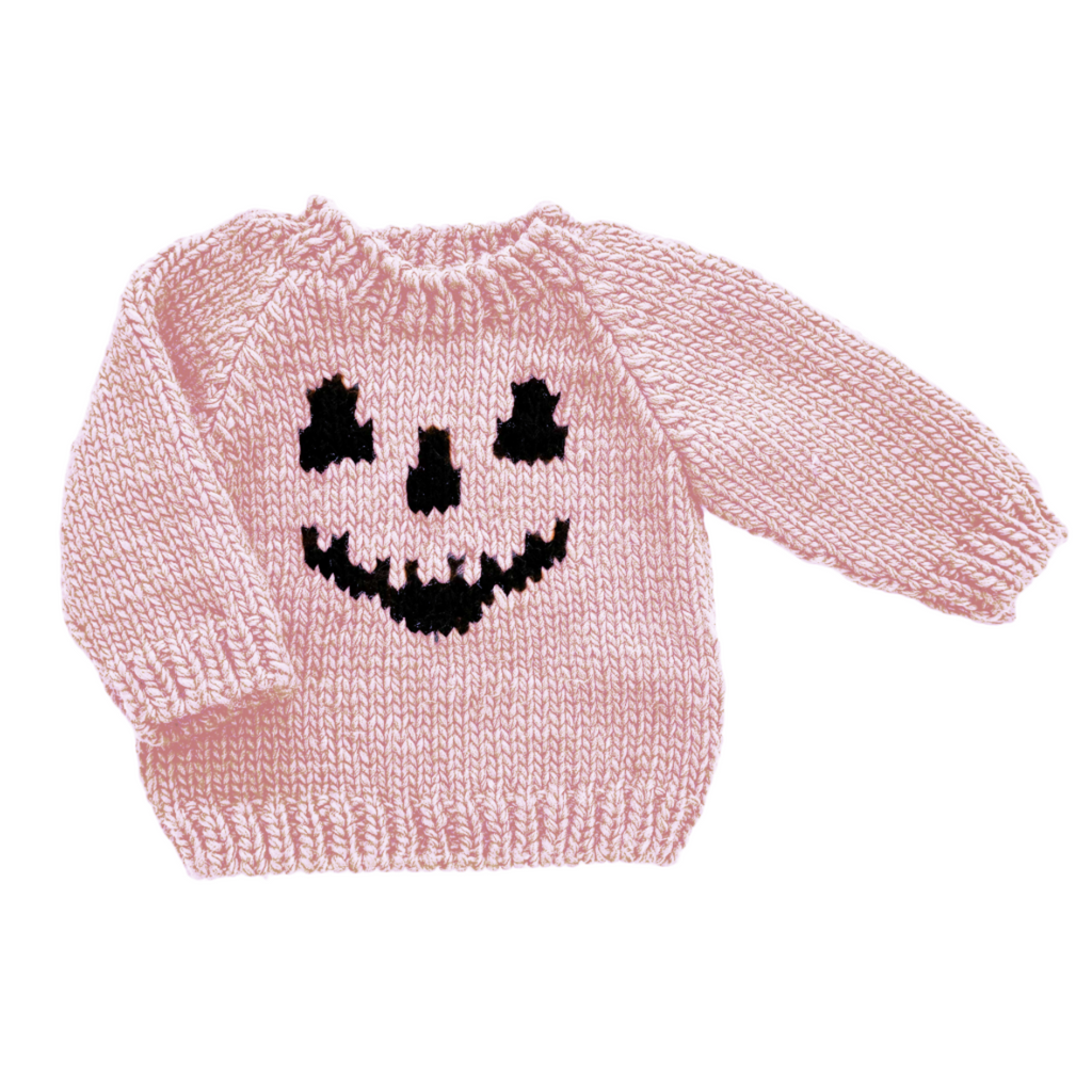 Jack-o-lantern Sweater Baby Pink - Kid Halloween Pumpkin