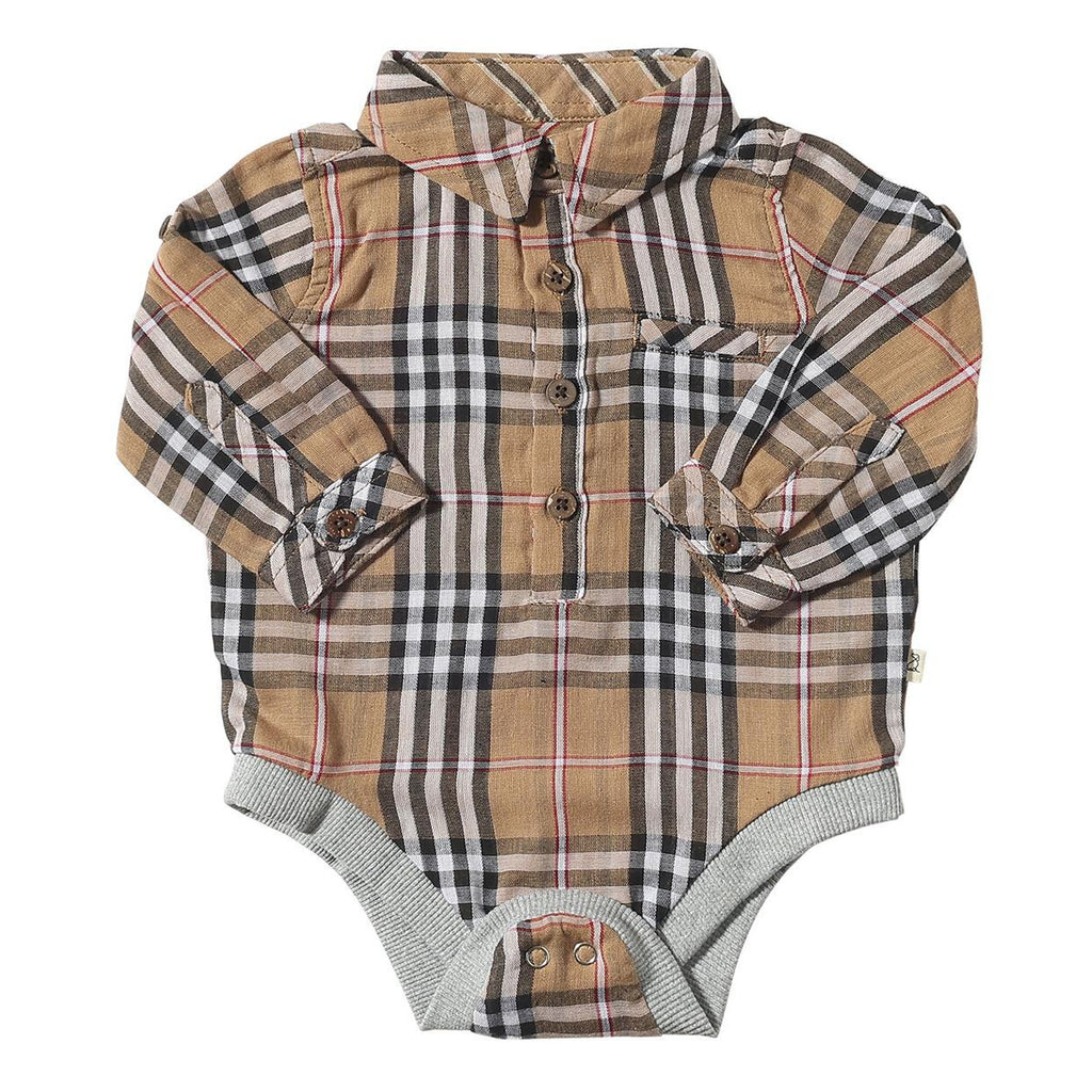 Jasper Woven Onesie - Brown/Back/Red