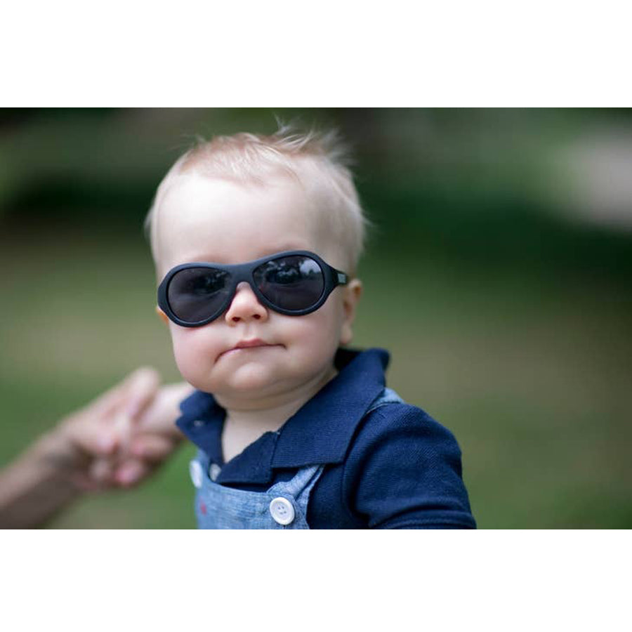 Jet Black Aviator Kids Sunglasses-SUNGLASSES-Babiators-Joannas Cuties