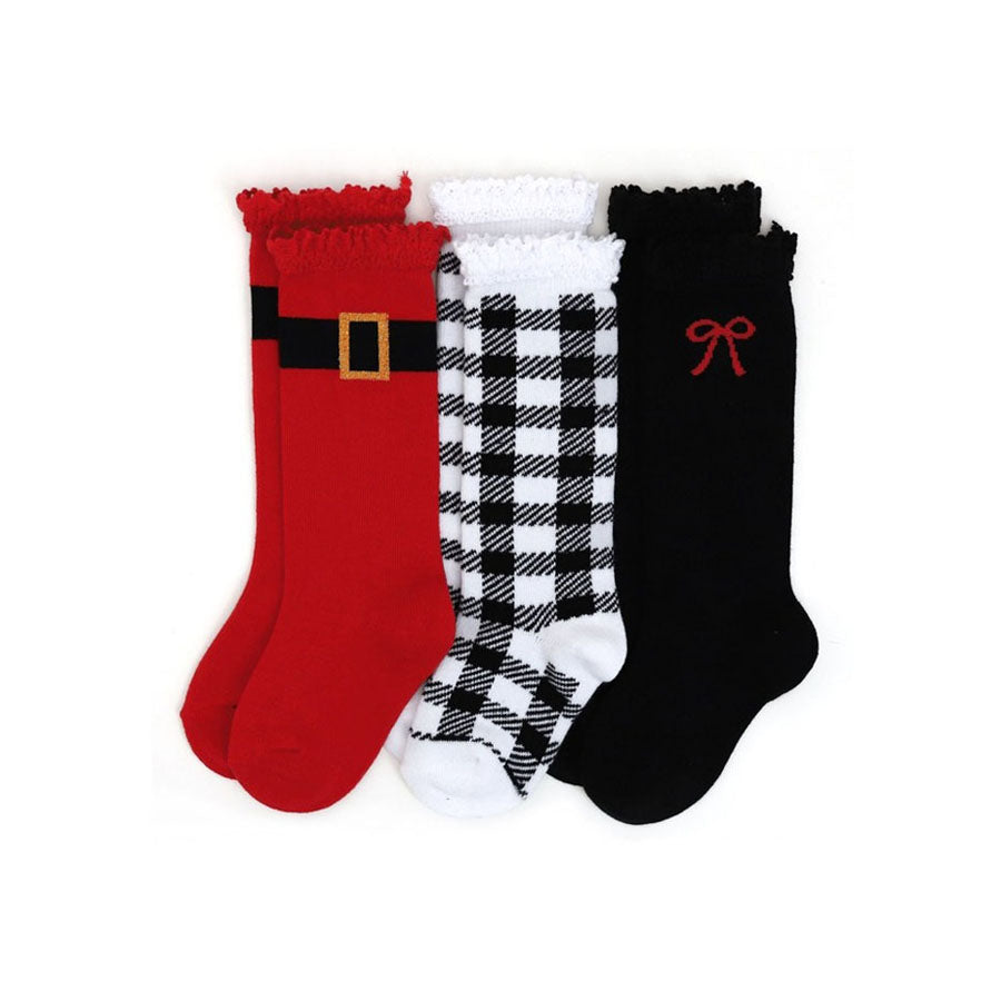 Jolly St. Nick Knee High Socks 3-Pack-SOCKS, TIGHTS & LEG WARMERS-Little Stocking Co.-Joannas Cuties