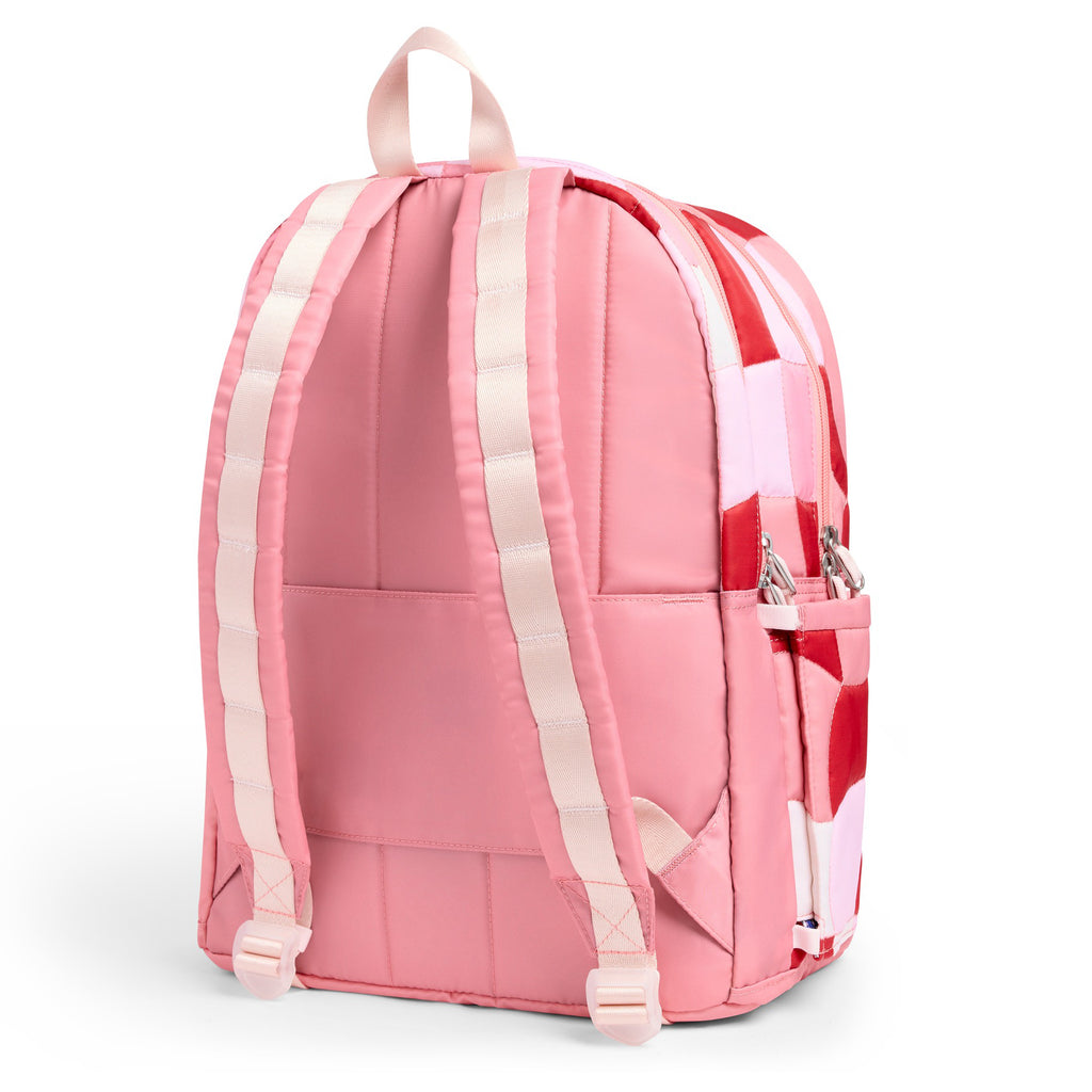 Kane Double Pocket Large Backpack - Pink Puffer Check