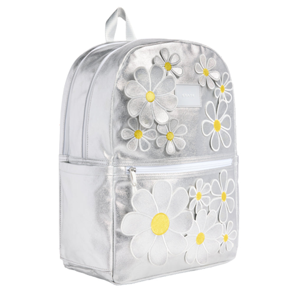 Kane Double Pocket Backpack - Metallic 3D Daisies