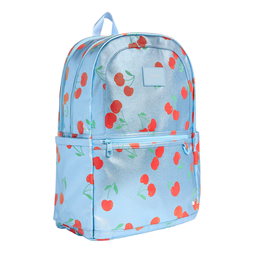 Kane Double Pocket Large Backpack - Metallic Blue cherries