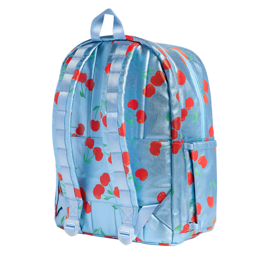 Kane Double Pocket Large Backpack - Metallic Blue cherries