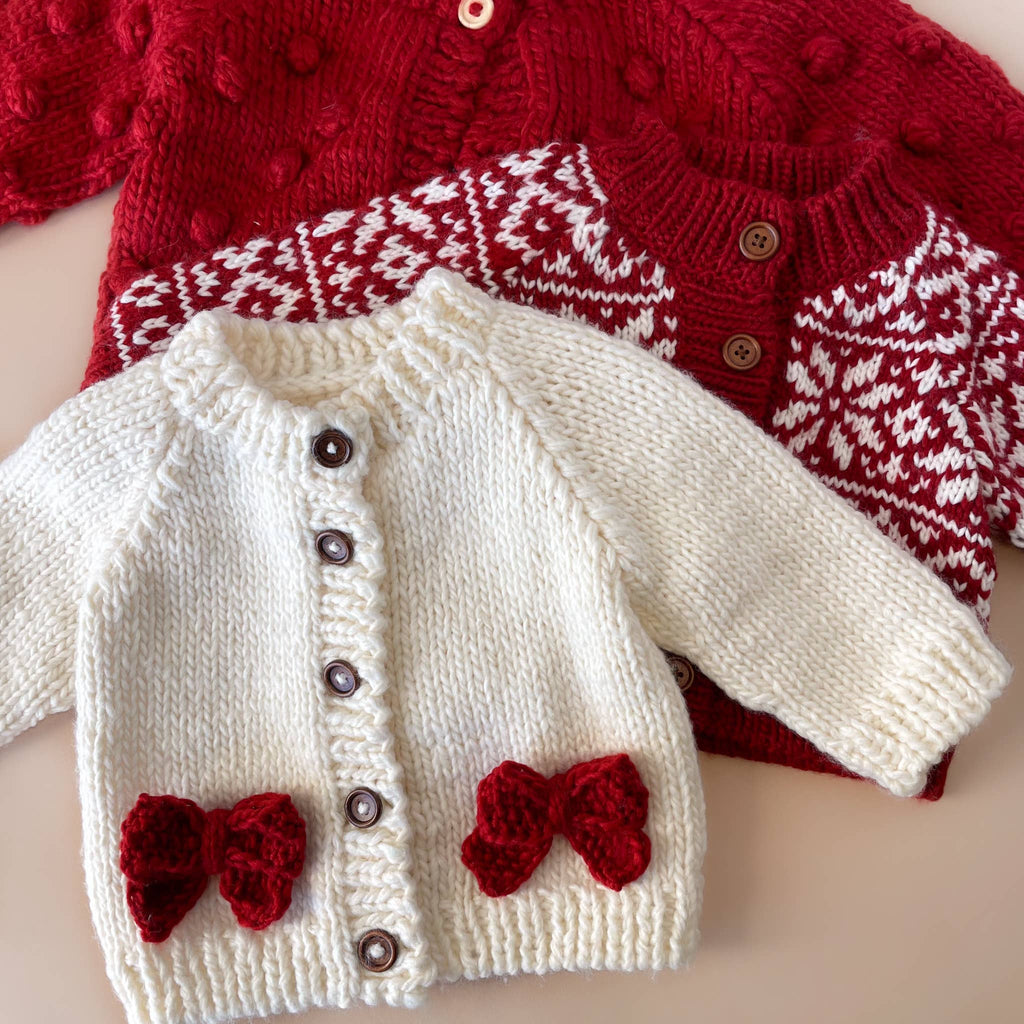 Red Bow Cardigan | Kids & Baby Sweater Christmas Holiday