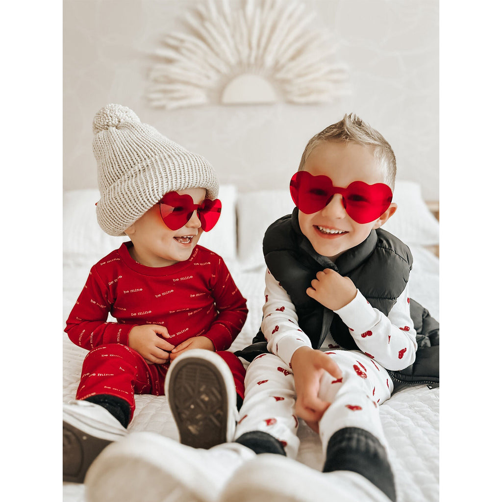 Kids' Organic L/Sleeve PJ Set in Crimson Hearts-SLEEPWEAR-L'ovedbaby-Joannas Cuties