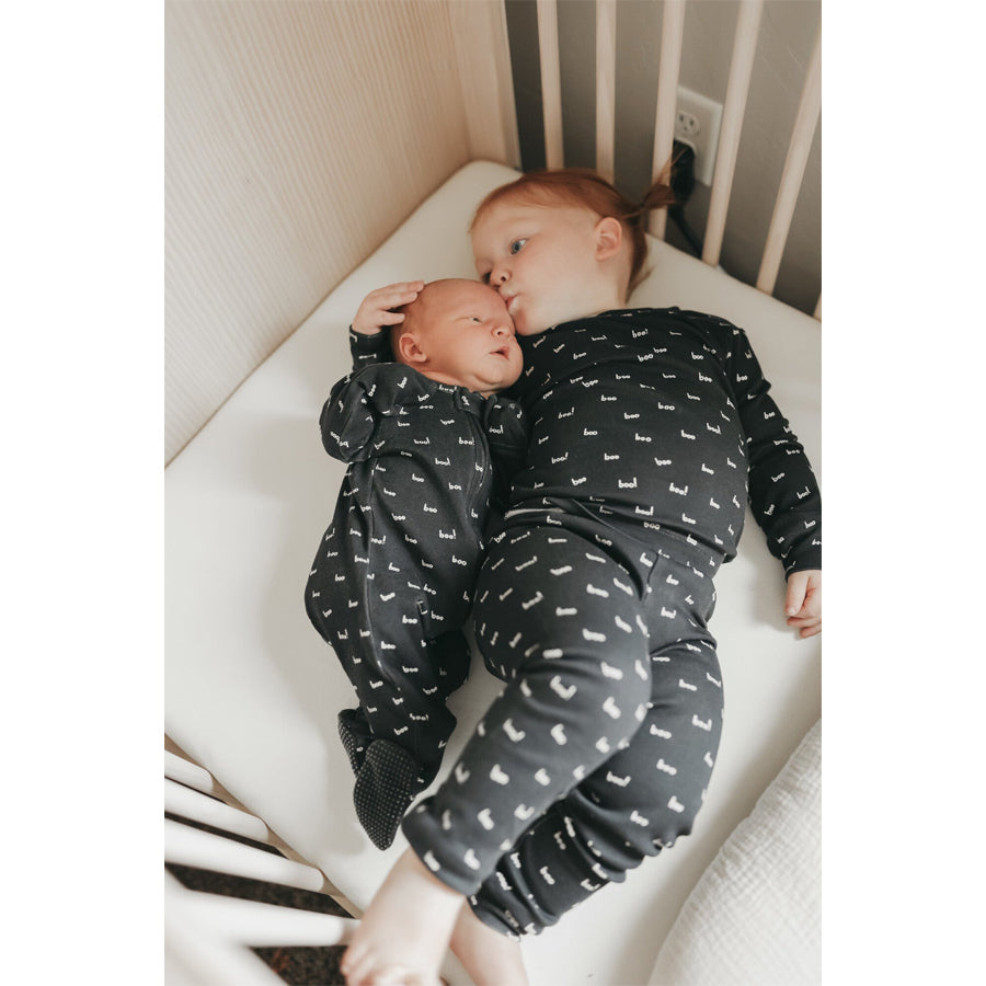 Kids' Organic L/Sleeve PJ Set in Boo-SLEEPWEAR-L'ovedbaby-Joannas Cuties