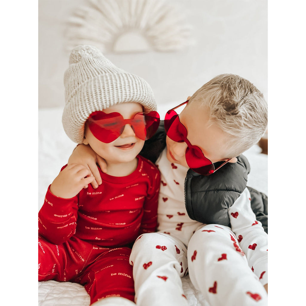 Kids' Organic L/Sleeve PJ Set in Crimson Hearts-SLEEPWEAR-L'ovedbaby-Joannas Cuties