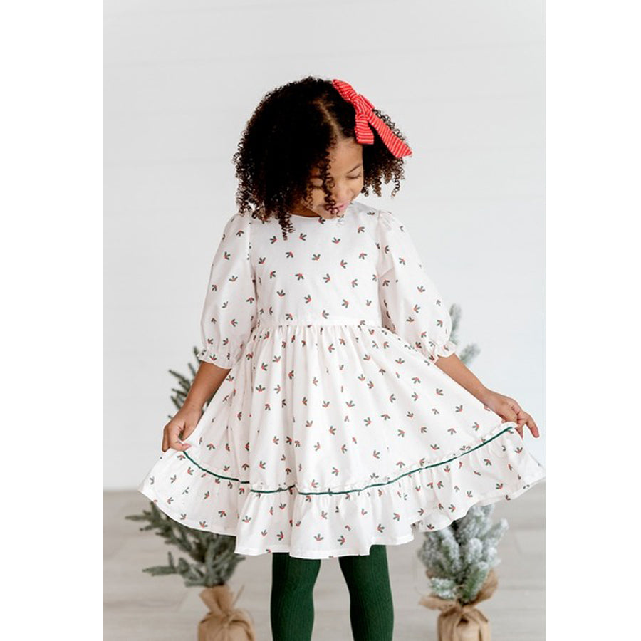 Kiki Dress in Holly Berry - Poplin Cotton Dress-DRESSES & SKIRTS-Ollie Jay-Joannas Cuties