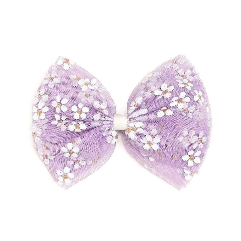 Lavender Ditsy Daisy Easter Tulle Bow Clip