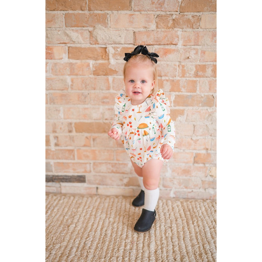 Leah Romper in Turkey Time - Baby Bubble-OVERALLS & ROMPERS-Ollie Jay-Joannas Cuties