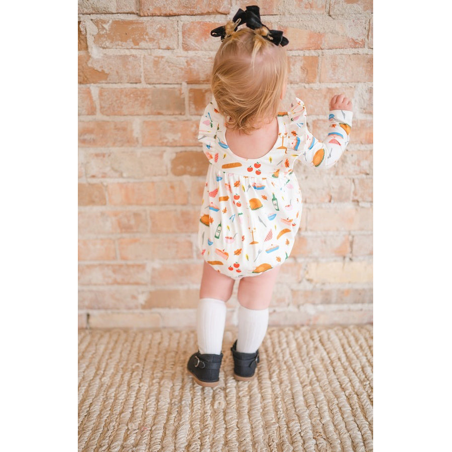 Leah Romper in Turkey Time - Baby Bubble-OVERALLS & ROMPERS-Ollie Jay-Joannas Cuties