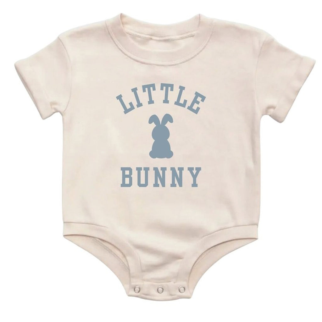 Little Bunny Steel Blue Easter Short Sleeve Romper