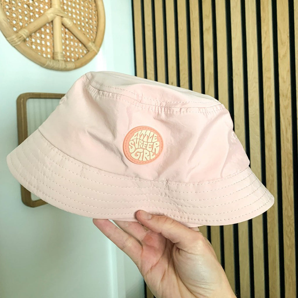 Little Surfer Girl Pink Nylon Bucket Hat